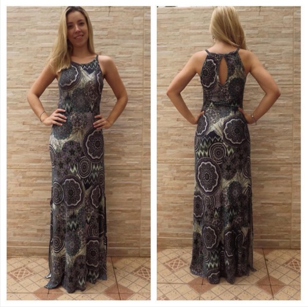 vestido longo estampado